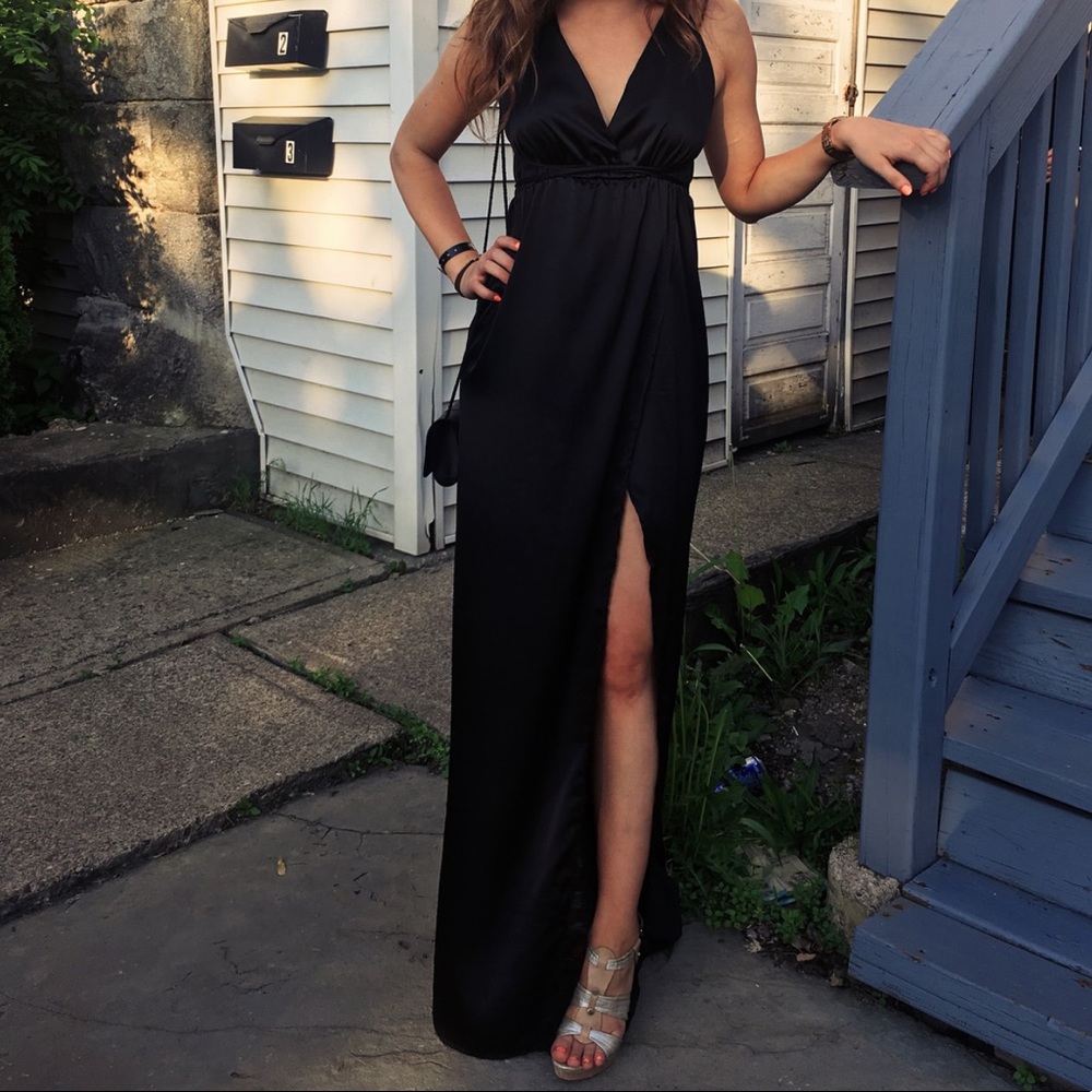 Black silk maxi dress